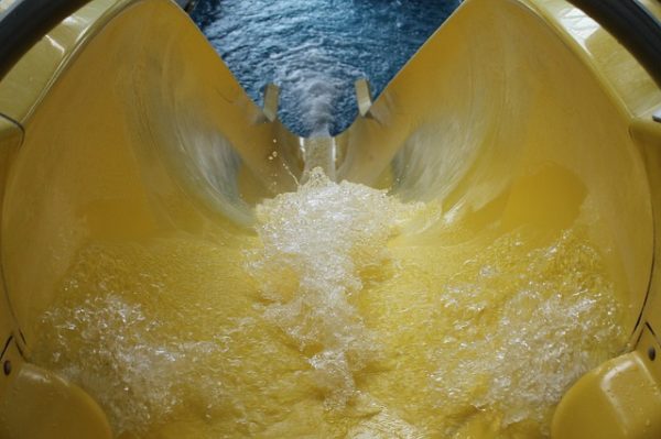 View from the top of a waterslide looking down