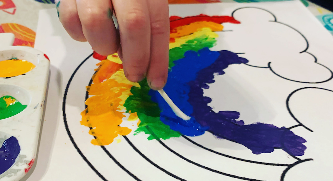 Rainbow Painting with Q-Tip