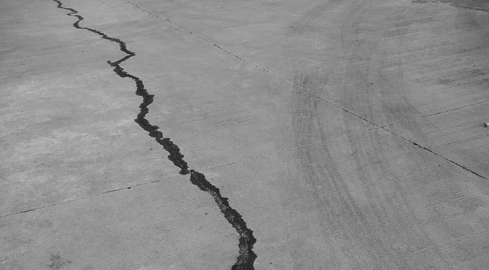 Earthquake crack in cement