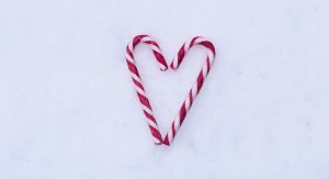 Heart made of two candy canes